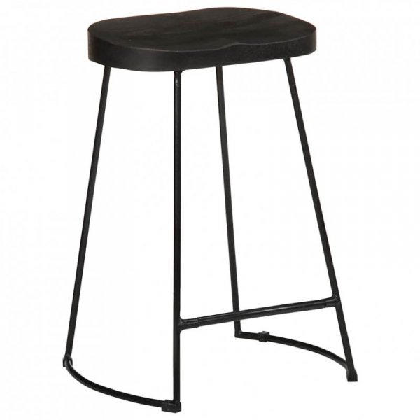 Hokery barowe 2 szt. Czarny 45x40x62 cm Drewno lite Mango