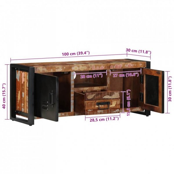 Szafka RTV 100x30x40 cm Drewno lite odzyskane