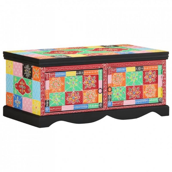 Stolik kawowy wielokolorowy 90x50x40 cm lite drewno mango