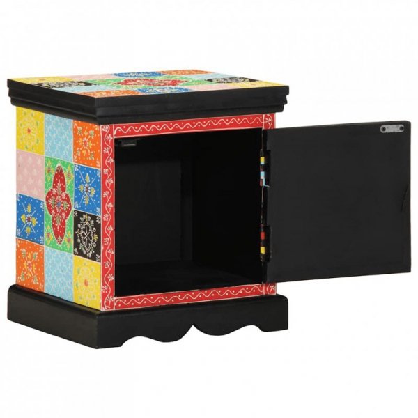 Szafka nocna 2 szt. Wielokolorowa 40x35x45 cm Drewno lite Mango