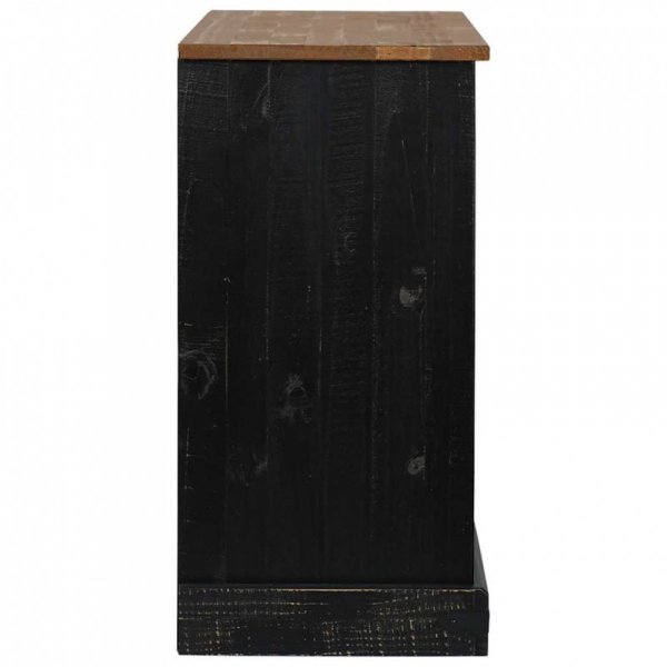 Komoda HALDEN 2 Drzwi przesuwne Czarny 112x40x80 cm Drewno lite