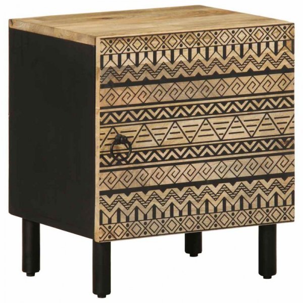 Szafki nocne, 2 szt., czarne, 40x33,5x46 cm, lite drewno mango