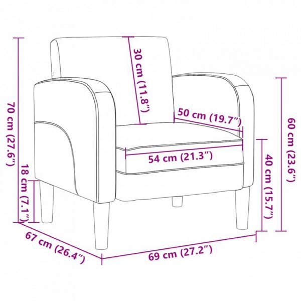 Sofa Fotel z Podłokietnikami Szary 54 cm Skóra ekologiczna