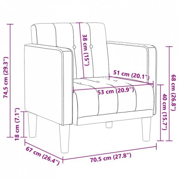 Sofa Fotel z Podłokietnikami Niebieski 53 cm Tkanina