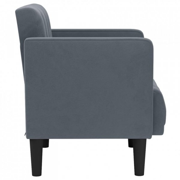 Sofa Fotel z Podłokietnikami Ciemnoszary 53 cm Aksamit