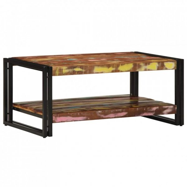 Stolik kawowy wielokolorowy 90x50x38 cm lite drewno odzyskane