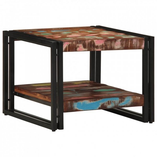 Stolik kawowy wielokolorowy 50x50x38 cm lite drewno odzyskane