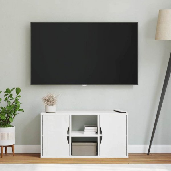 Szafka RTV „ODDA” Biała 79x24x40 cm Drewno lite Sosna