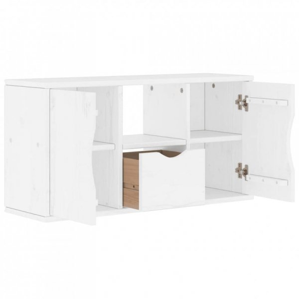 Szafka RTV z szufladą „ODDA” Biała 79x24x40cm Drewno lite Sosna