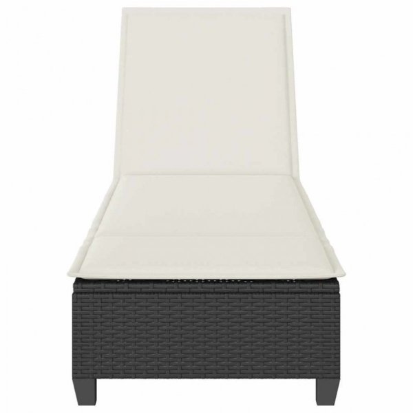 Leżak z poduszkami Czarny 55x200x25,5cm Polirattan