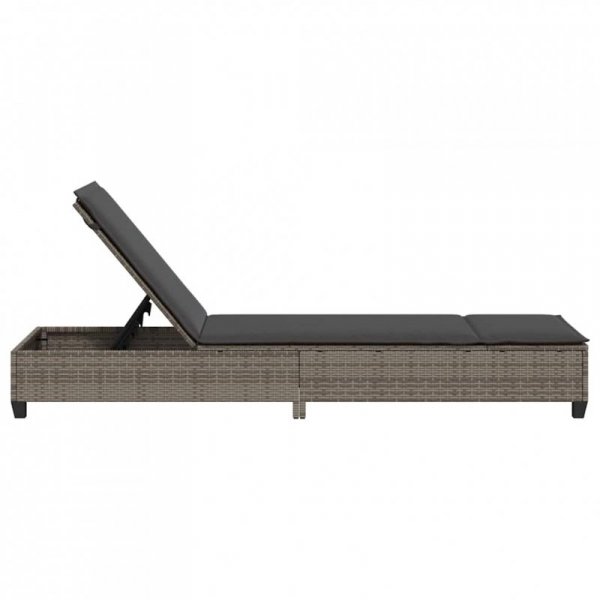 Leżak z poduszkami Szary 55x200x25,5cm Polirattan