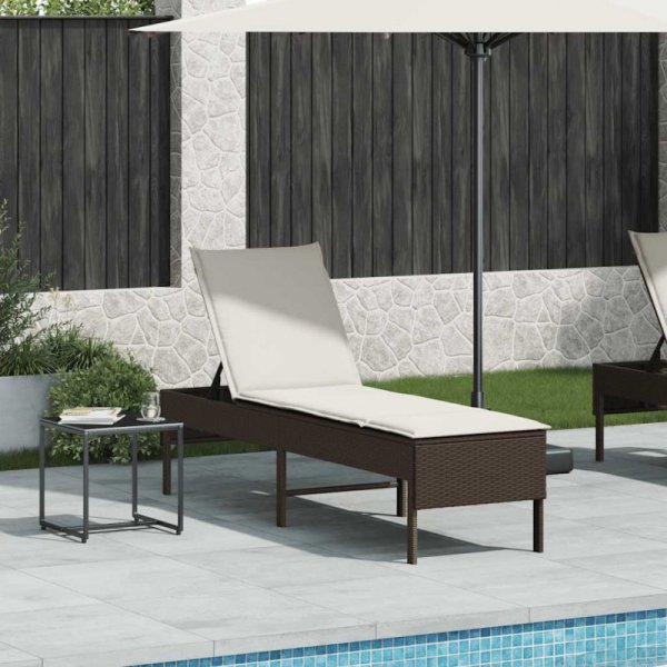Leżak z poduszką Brązowy 55x200x44cm Polirattan