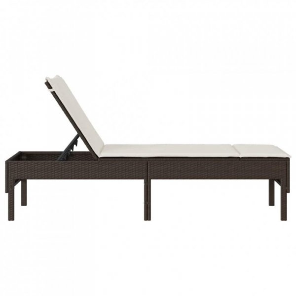 Leżak z poduszką Brązowy 55x200x44cm Polirattan