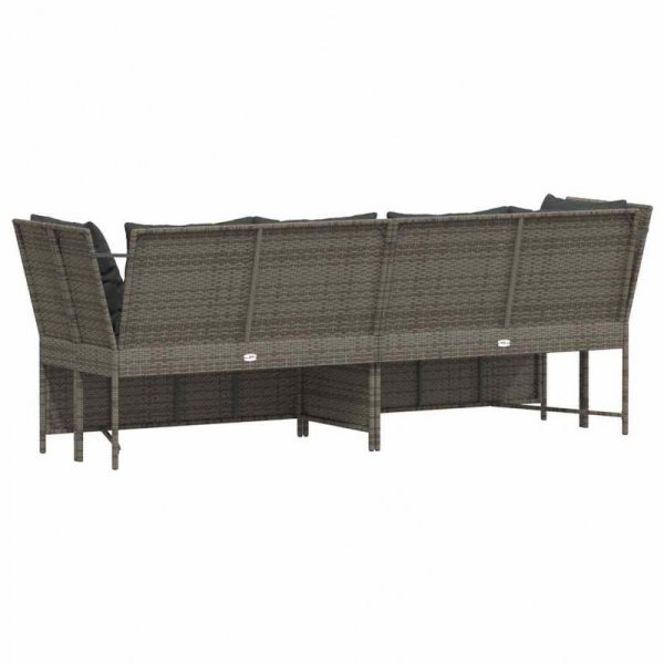 Sofa ogrodowa z poduszkami, szara, polirattanowa