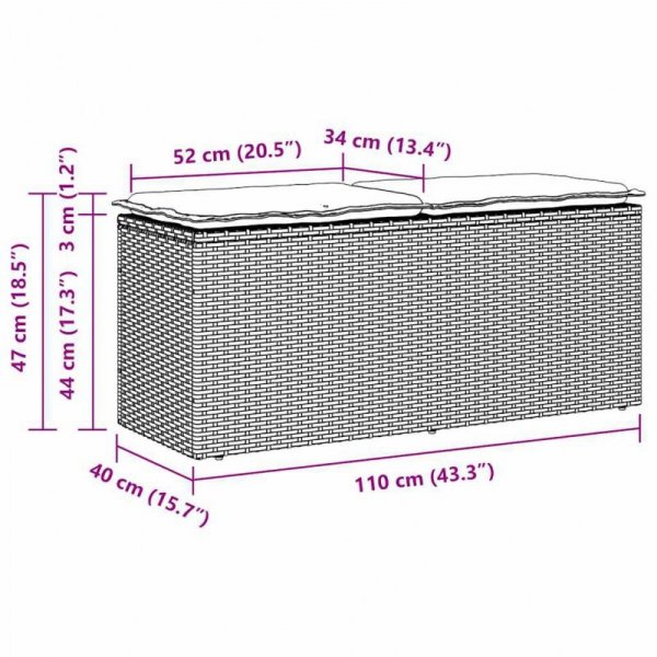Ławka ogrodowa z poduszką Jasnoszara 110x40x44 cm Polirattan