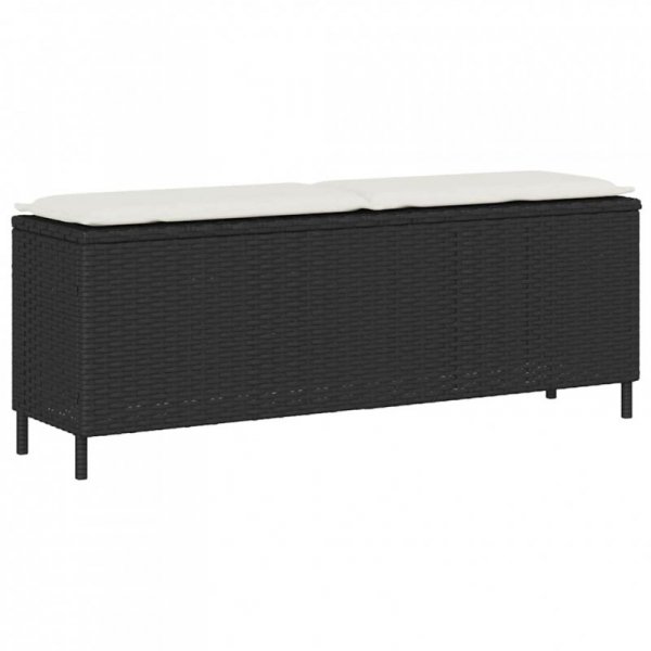 Ławka ogrodowa z poduszką Czarna 110x30x40,5 cm Polirattan
