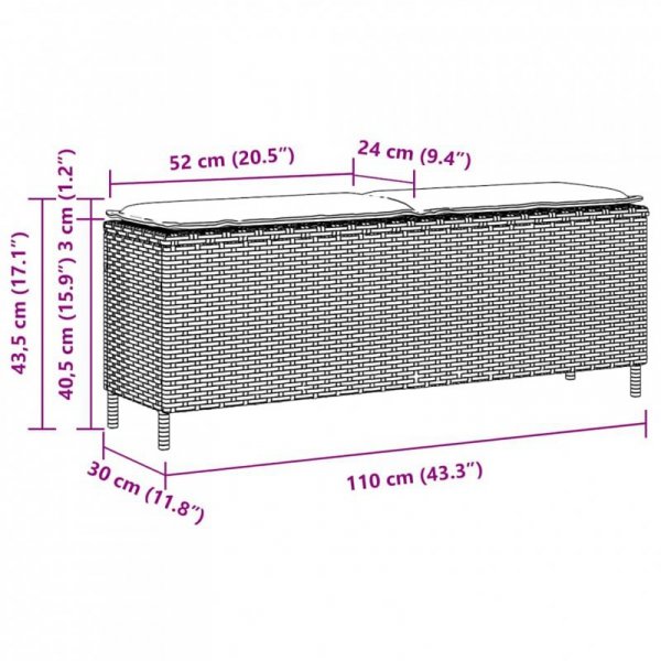 Ławka ogrodowa z poduszką Szara 110x30x40,5 cm Polirattan