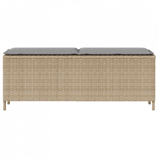 Ławka ogrodowa z poduszką beżowa 110x30x40,5 cm polirattan
