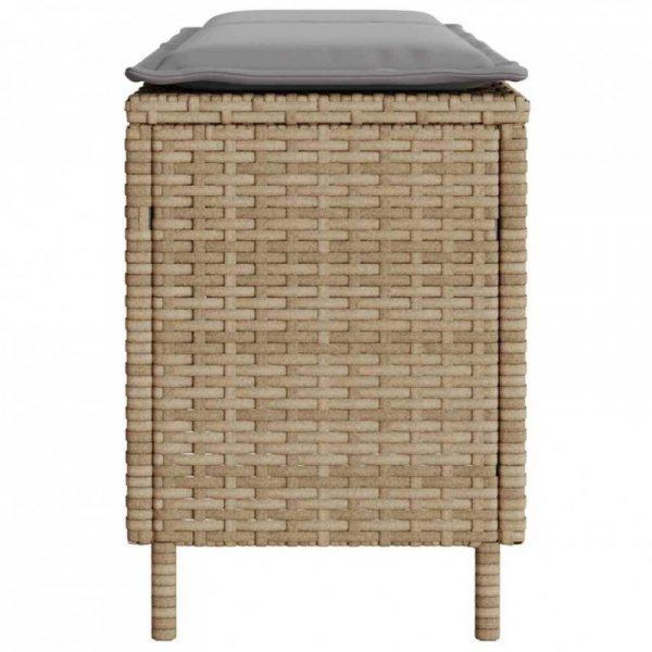 Ławka ogrodowa z poduszką beżowa 110x30x40,5 cm polirattan