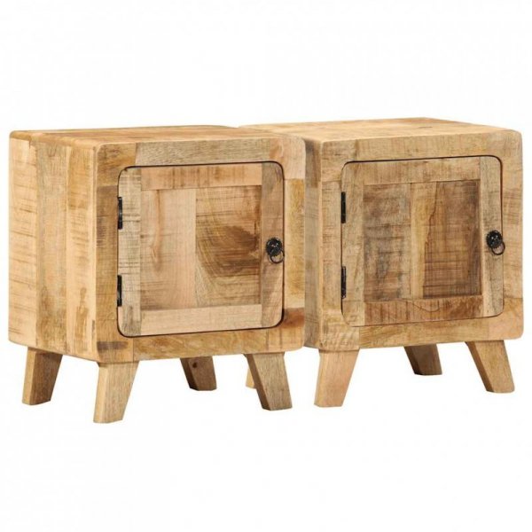 Szafka nocna 2 szt. 40x32x46 cm Drewno lite surowe mango