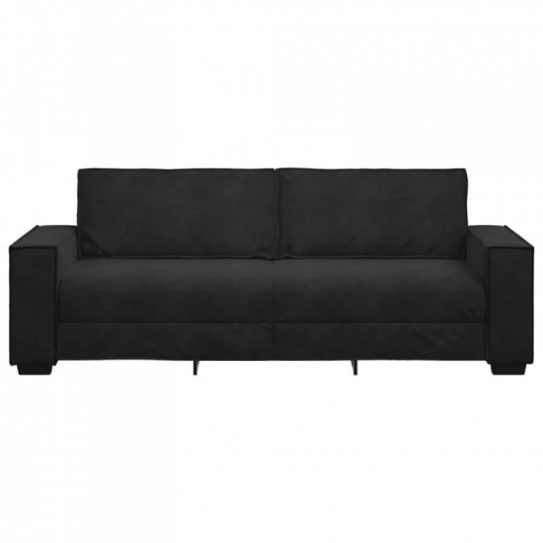 Sofa 3-osobowa, czarny, 180 cm, tapicerowana aksamitem