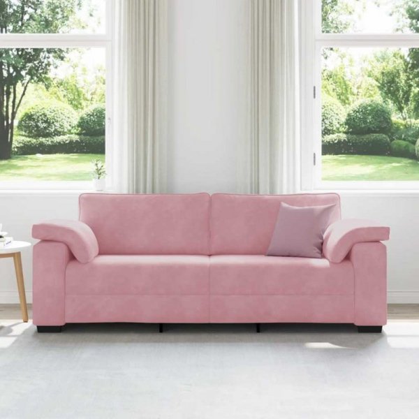 Sofa 3-osobowa, różowa, 178 cm, aksamit