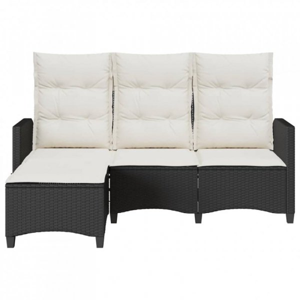 Rozkładana Sofa Ogrodowa z Poduszkami L-kształtna Czarna