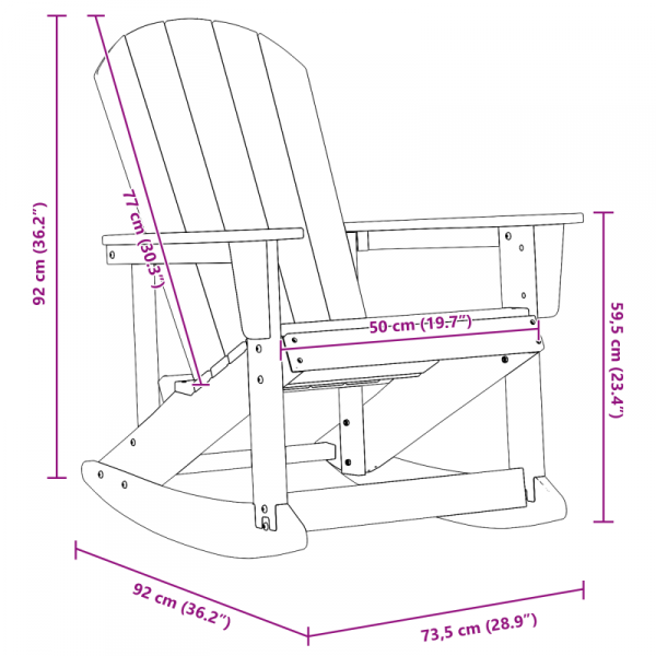 Fotel bujany Adirondack Jasnoszary 73.5x92x90 cm HDPE