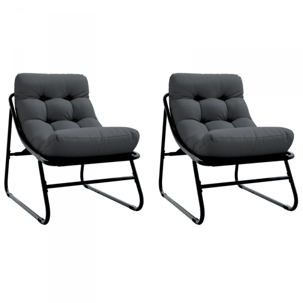 Krzesła relaksacyjne  2 sztuki z poduszką czarne 60x80x71 cm stal