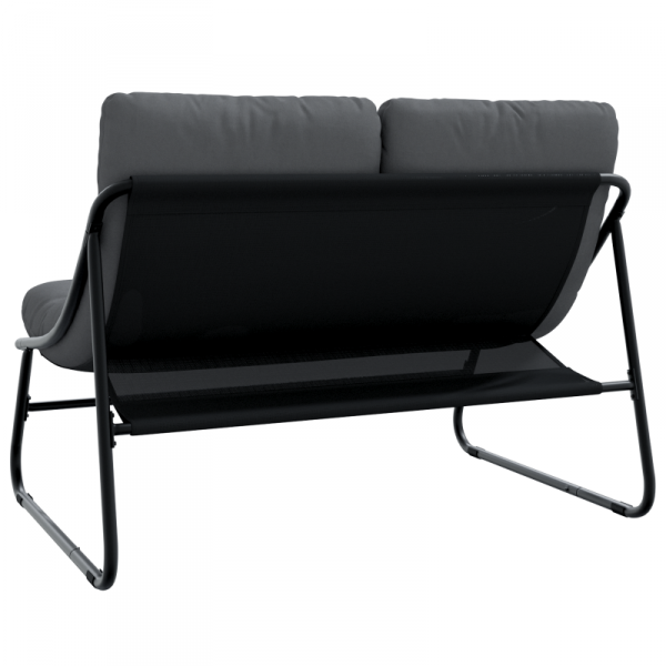 Ławka ogrodowa  z poduszką czarna 110x80x71 cm stal
