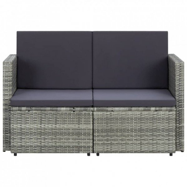 2-osobowa sofa ogrodowa z poduszkami, polirattan, szara