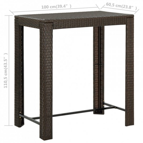 Ogrodowy stolik barowy, brązowy, 100x60,5x110,5 cm, polirattan