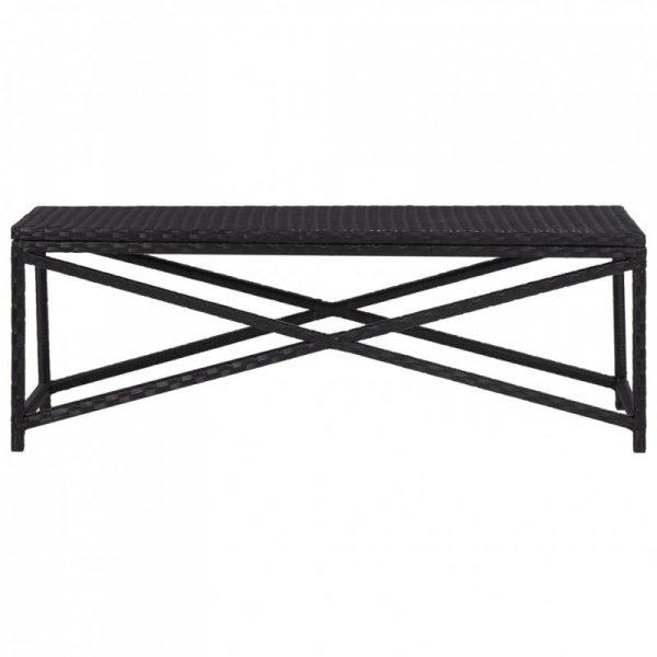Ławka ogrodowa, 120 cm, polirattan, czarna