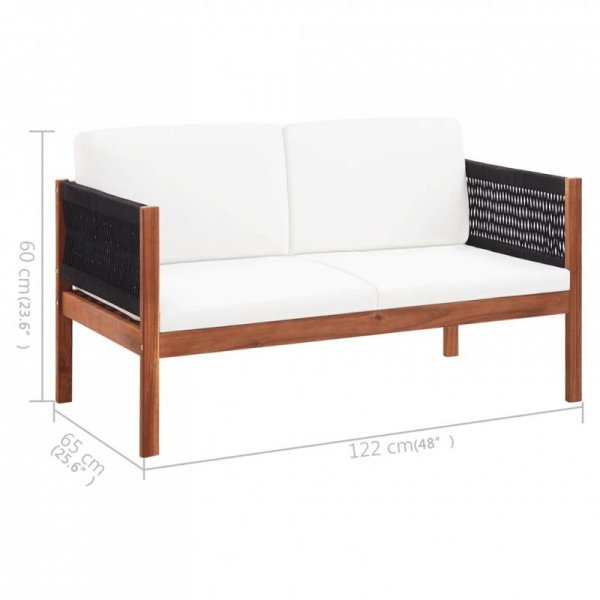 Sofa ogrodowa, 2-osobowa, lite drewno akacjowe