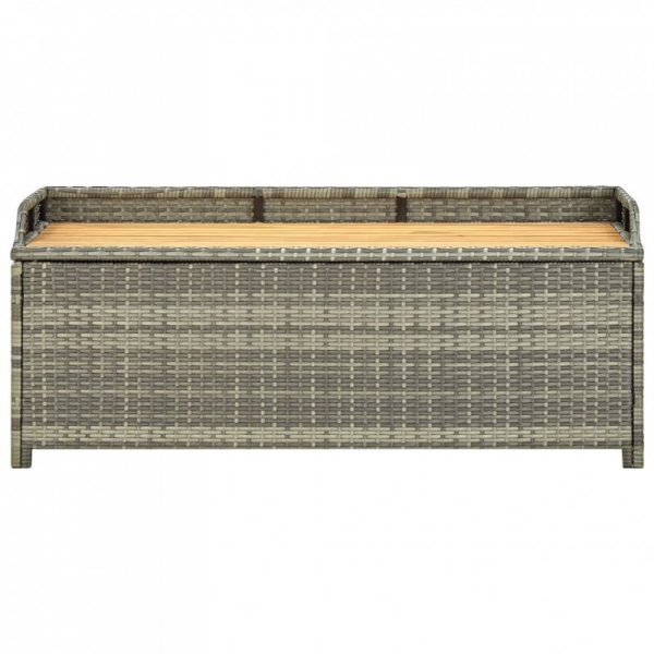 Ławka ogrodowa ze schowkiem, 120 cm, polirattan, szara
