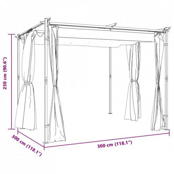 Altana ogrodowa z zasłonami, 3 x 3 m, kremowa, stal