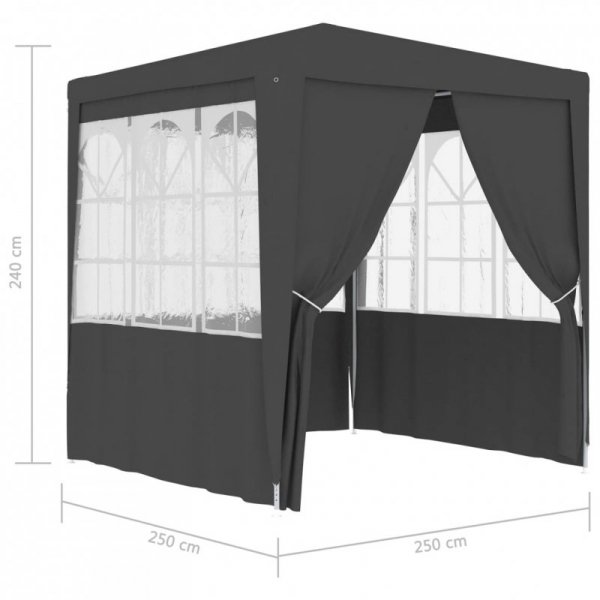 Namiot imprezowy ze ściankami, 2,5x2,5 m, antracytowy, 90 g/m²