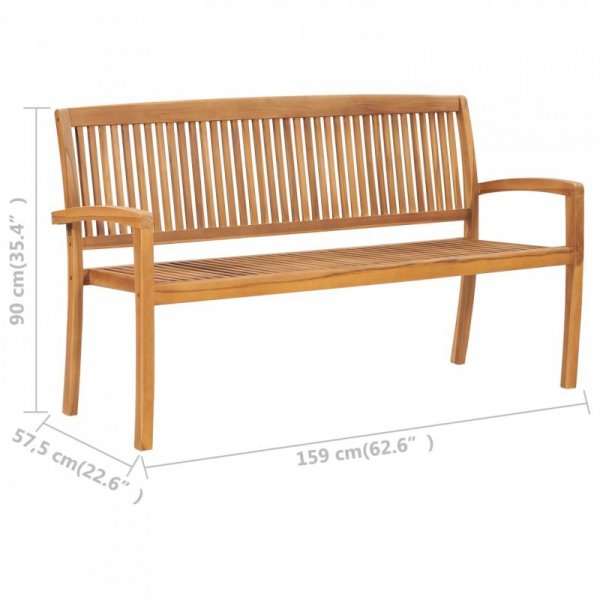 3-osobowa ławka ogrodowa, 159 cm, lite drewno tekowe