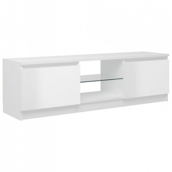 Szafka pod TV z oświetleniem LED, biała, połysk, 120x30x35,5 cm
