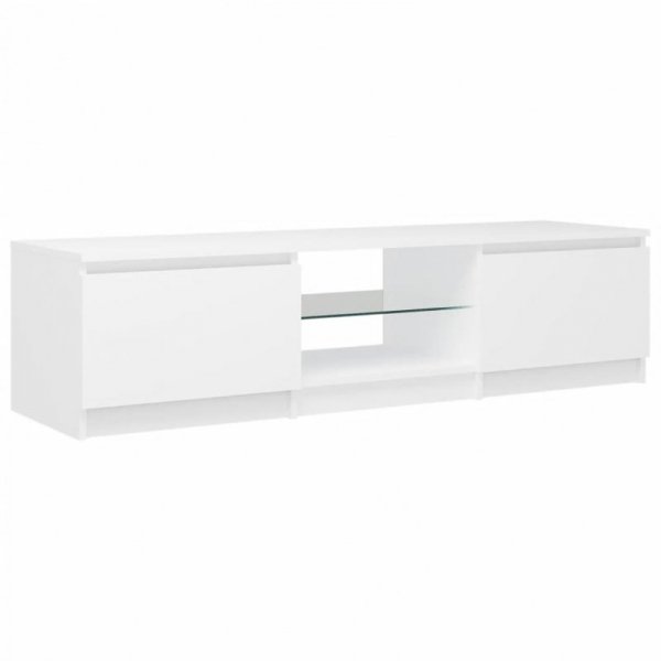 Szafka pod TV z oświetleniem LED, biała, 140 x 40 x 35,5 cm