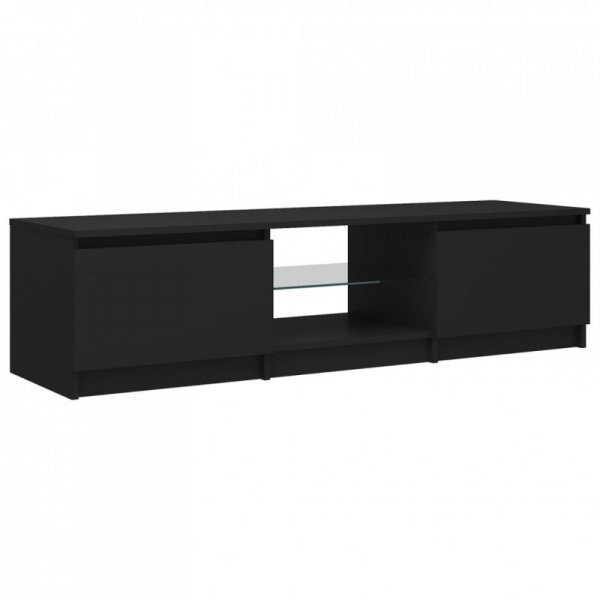 Szafka pod TV z oświetleniem LED, czarna, 140x40x35,5 cm
