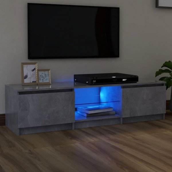 Szafka pod TV z LED, szarość betonu, 140x40x35,5 cm