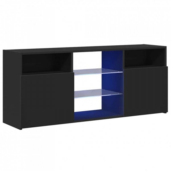 Szafka TV z oświetleniem LED, czarna, 120x30x50 cm