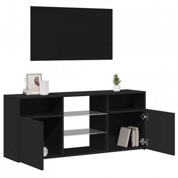 Szafka TV z oświetleniem LED, czarna, 120x30x50 cm