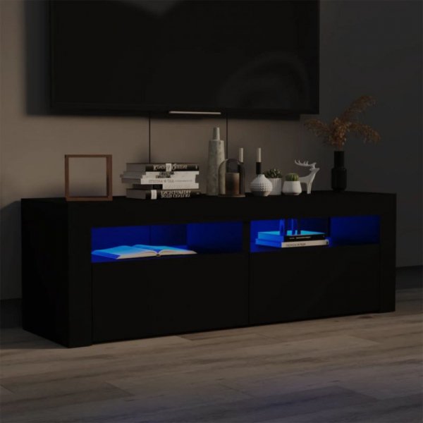 Szafka pod TV z oświetleniem LED, czarna, 120x35x40 cm