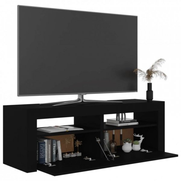 Szafka pod TV z oświetleniem LED, czarna, 120x35x40 cm