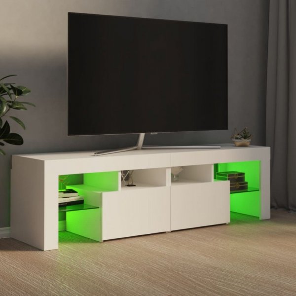 Szafka pod TV z oświetleniem LED, biała, 140x36,5x40 cm