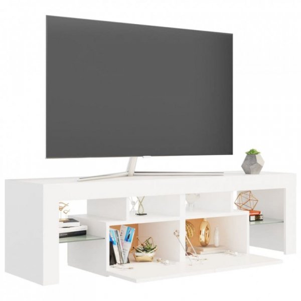 Szafka pod TV z oświetleniem LED, biała, 140x36,5x40 cm