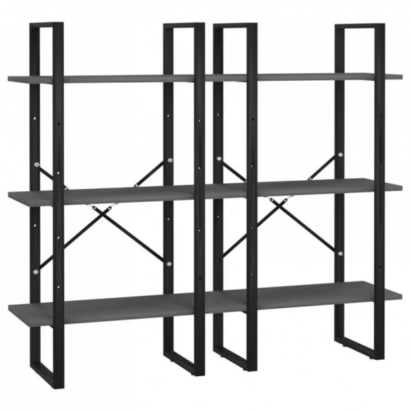 Regał na książki, szary, 60x30x210 cm, materiał drewnopochodny