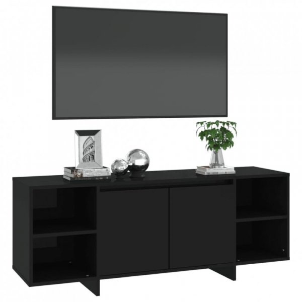 Szafka pod TV, czarna, 130x35x50 cm, materiał drewnopochodny
